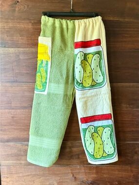 Towel pants pickles and green